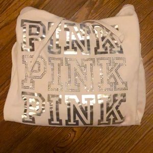Victoria’s Secret PINK white sequined sliver print hoodie